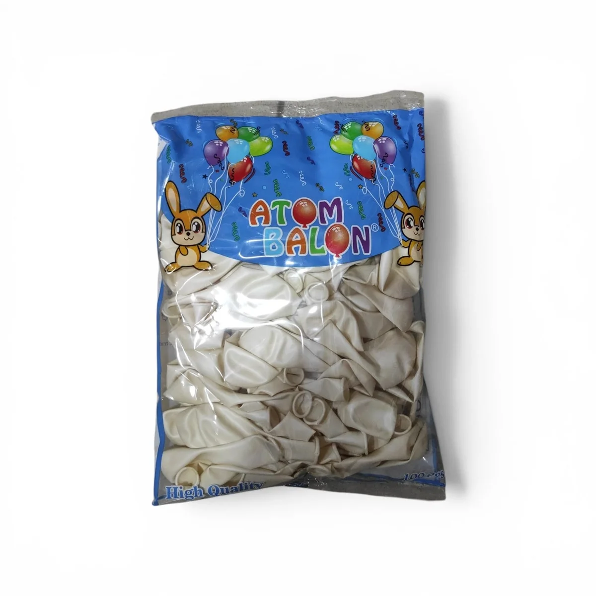 toptan atom metalik balon beyaz 12 inç 100 lü